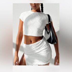 Princess Polly White Textured Skirt
